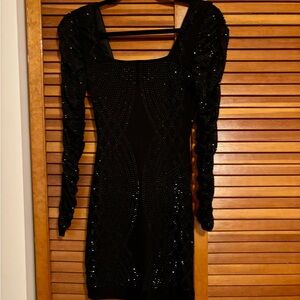 Windsor Black Sequin Long Sleeve Dress